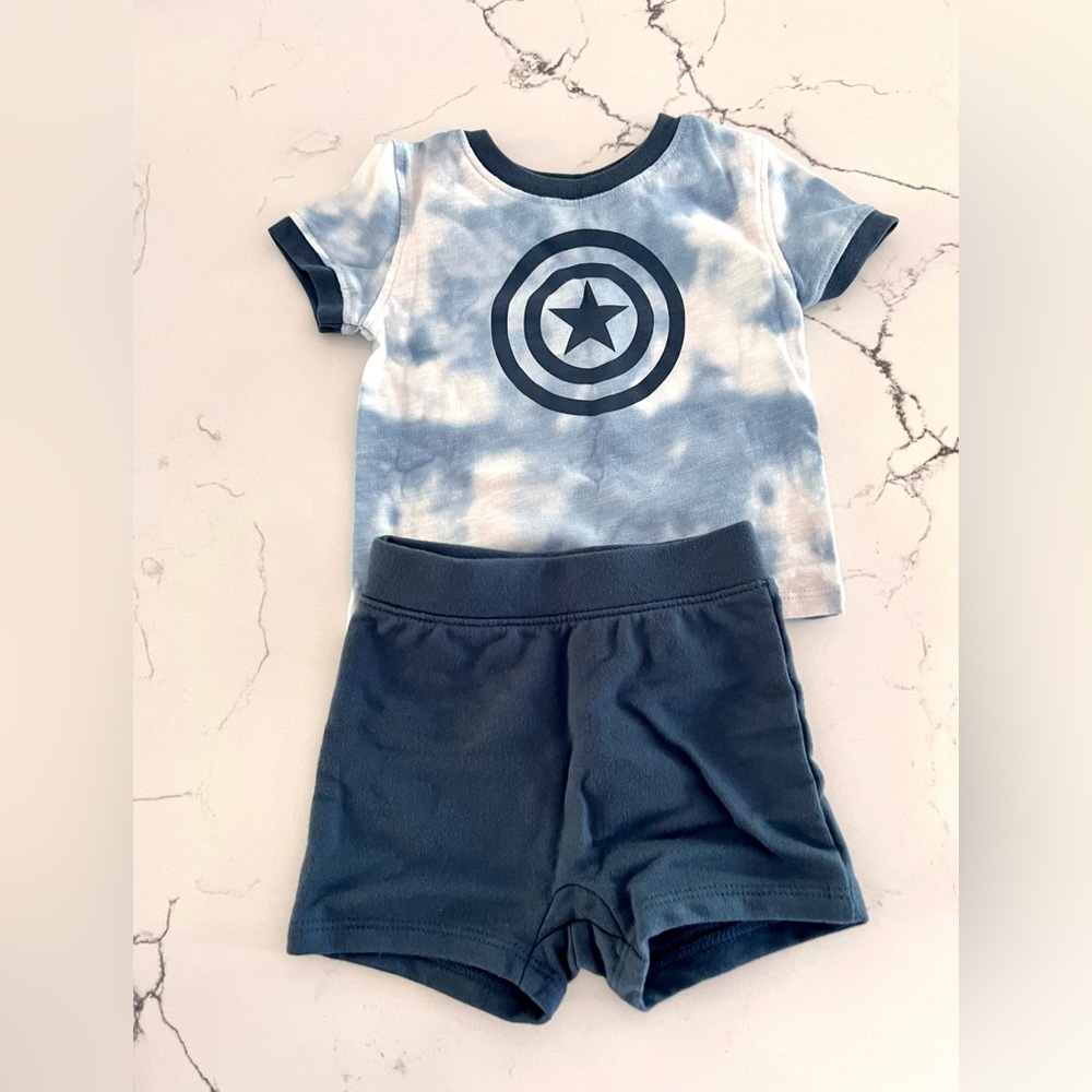 Captain America Tie Dye Tee and Shirts set